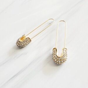 Diamond Safety Pin Earrings